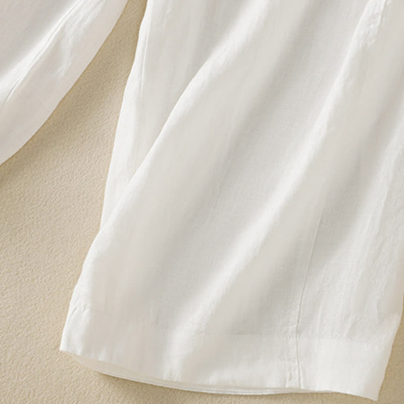 Pantalon large en coton et lin avec cordon de serrage et poches pour femme Motif Buddha Stones Commute - image 34