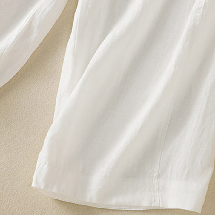 Pantalon large en coton et lin avec cordon de serrage et poches pour femme Motif Buddha Stones Commute - image 34