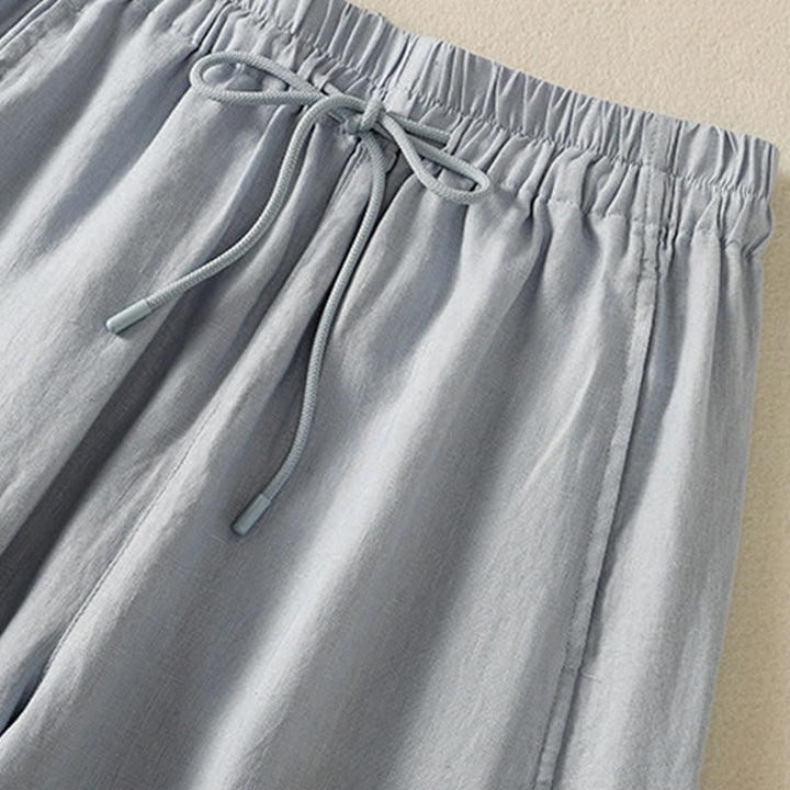 Pantalon large en coton et lin avec cordon de serrage et poches pour femme Motif Buddha Stones Commute - image 4