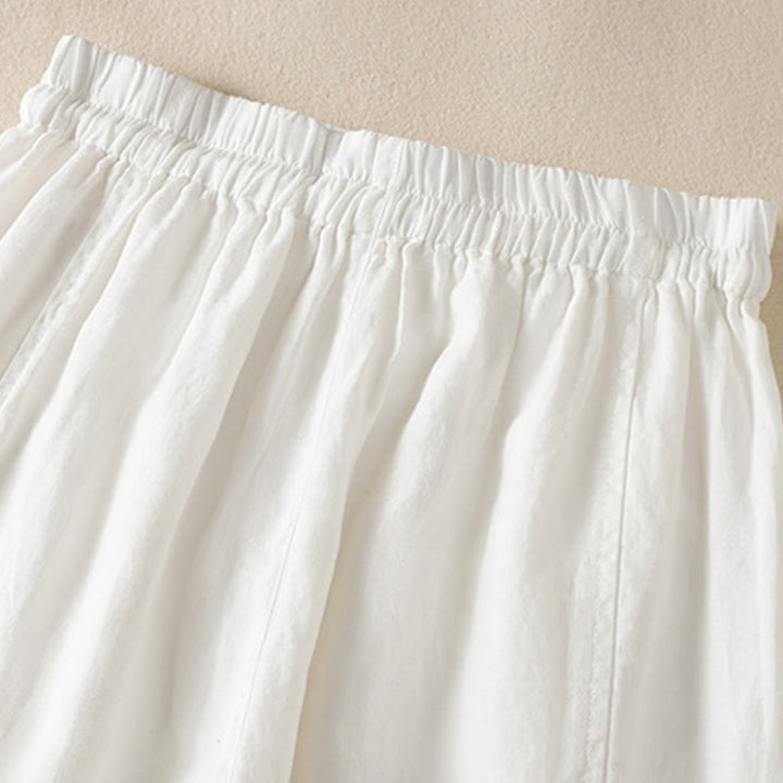 Pantalon large en coton et lin avec cordon de serrage et poches pour femme Motif Buddha Stones Commute - image 33