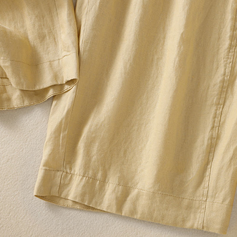 Pantalon large en coton et lin avec cordon de serrage et poches pour femme Motif Buddha Stones Commute - image 12