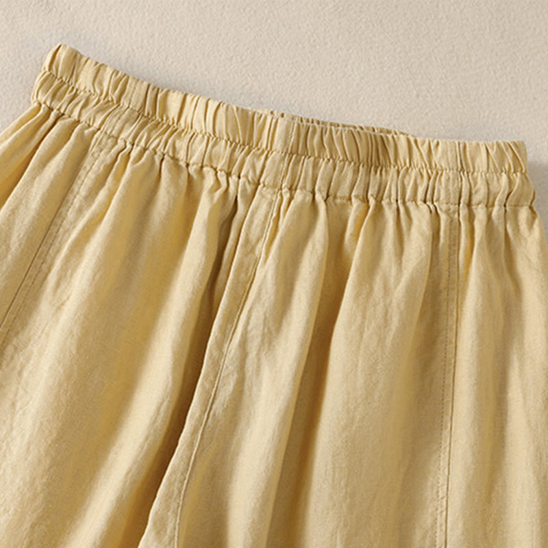 Pantalon large en coton et lin avec cordon de serrage et poches pour femme Motif Buddha Stones Commute - image 12