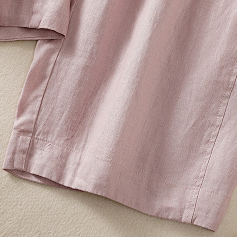 Pantalon large en coton et lin avec cordon de serrage et poches pour femme Motif Buddha Stones Commute - image 26