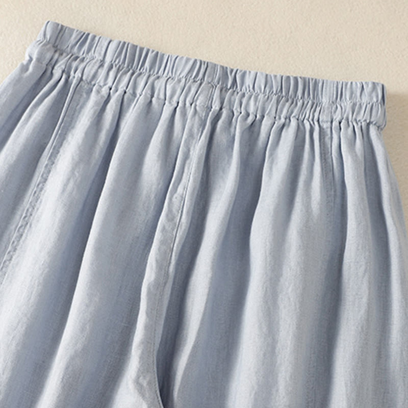 Pantalon large en coton et lin avec cordon de serrage et poches pour femme Motif Buddha Stones Commute - image 5