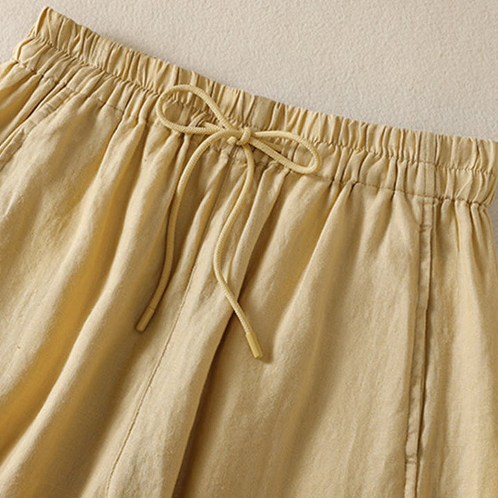 Pantalon large en coton et lin avec cordon de serrage et poches pour femme Motif Buddha Stones Commute - image 9