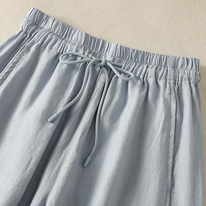 Pantalon large en coton et lin avec cordon de serrage et poches pour femme Motif Buddha Stones Commute - image 3