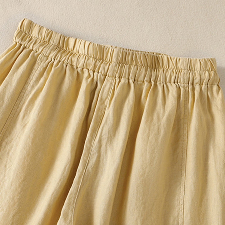 Pantalon large en coton et lin avec cordon de serrage et poches pour femme Motif Buddha Stones Commute - image 11