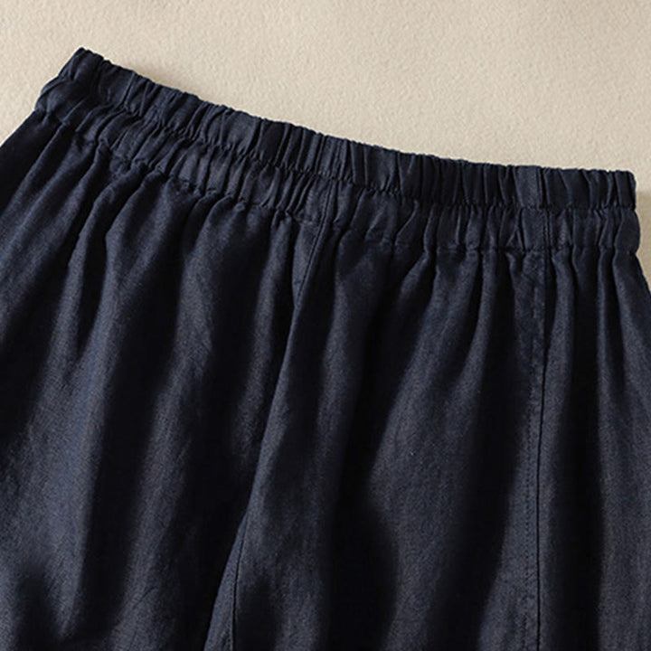 Pantalon large en coton et lin avec cordon de serrage et poches pour femme Motif Buddha Stones Commute - image 17