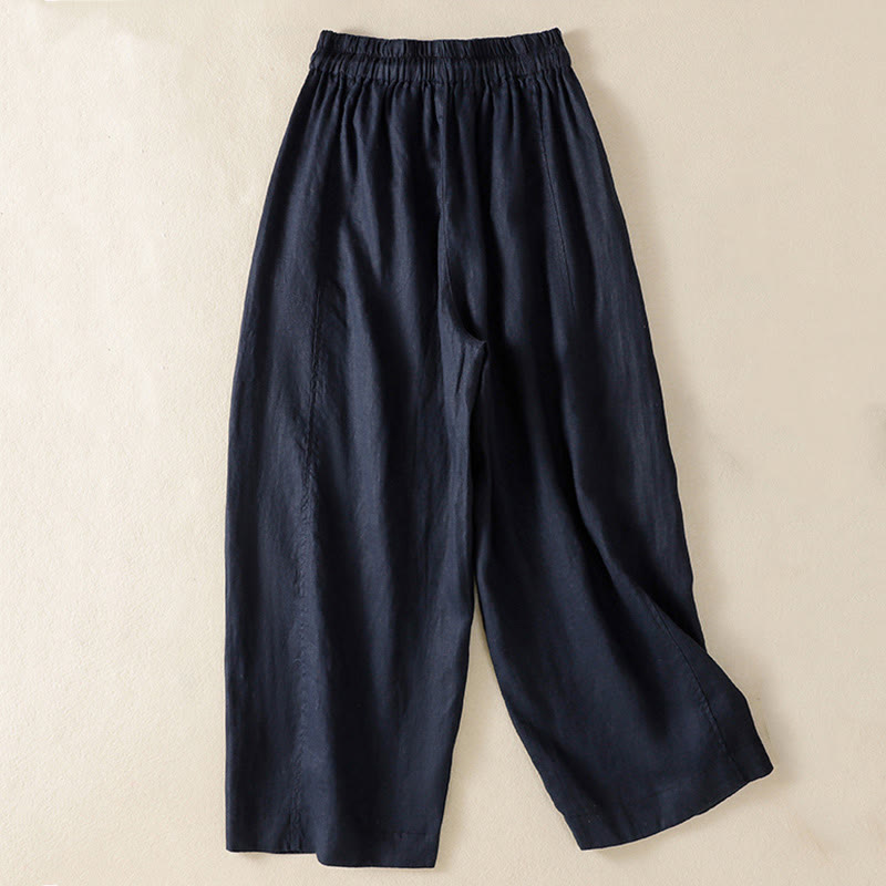Pantalon large en coton et lin avec cordon de serrage et poches pour femme Motif Buddha Stones Commute - image 15