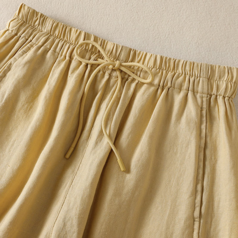 Pantalon large en coton et lin avec cordon de serrage et poches pour femme Motif Buddha Stones Commute - image 10
