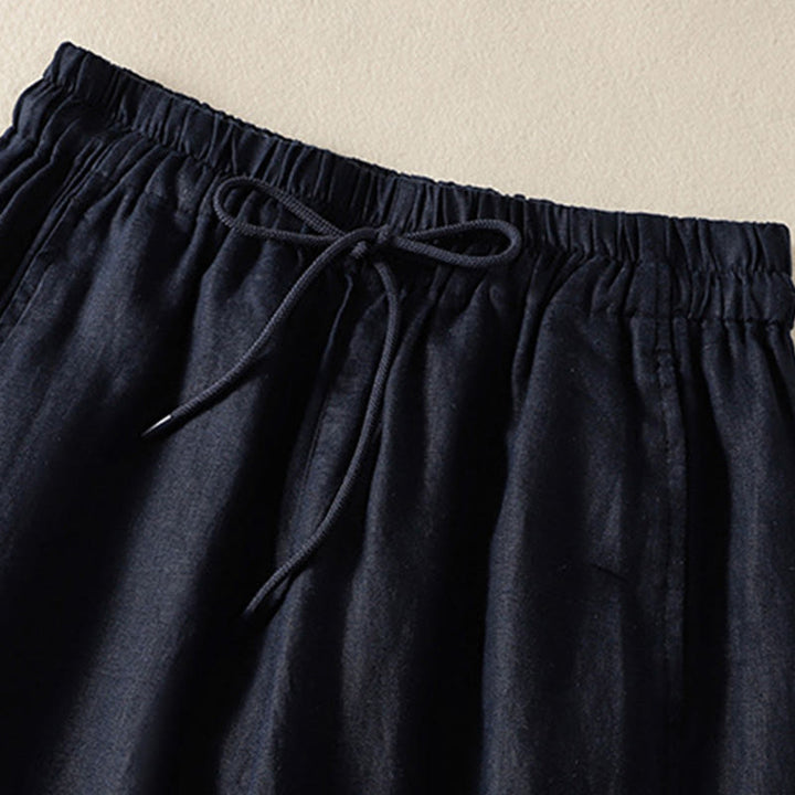 Pantalon large en coton et lin avec cordon de serrage et poches pour femme Motif Buddha Stones Commute - image 15