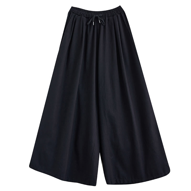 Pantalon large en coton avec poches et ouverture de jambe style rétro Buddha Stones pour femme - image 22