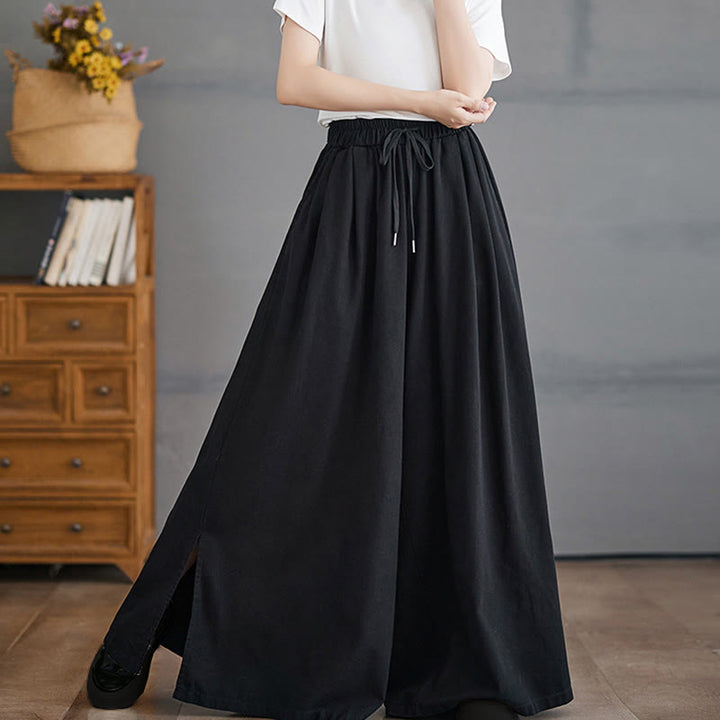 Pantalon large pour femme avec poches et fente au niveau des jambes, style rétro Buddha Stones - image 12