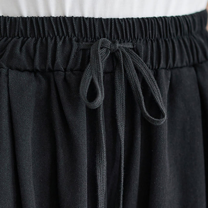 Pantalon large en coton avec poches et ouverture de jambe style rétro Buddha Stones pour femme - image 14