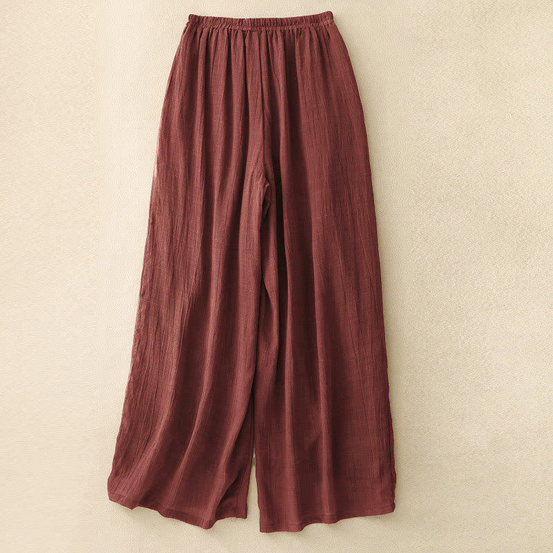 Pantalon large double épaisseur avec cordon de serrage et poches pour femme, motif Buddha Stones Spring, couleur pure - image 3