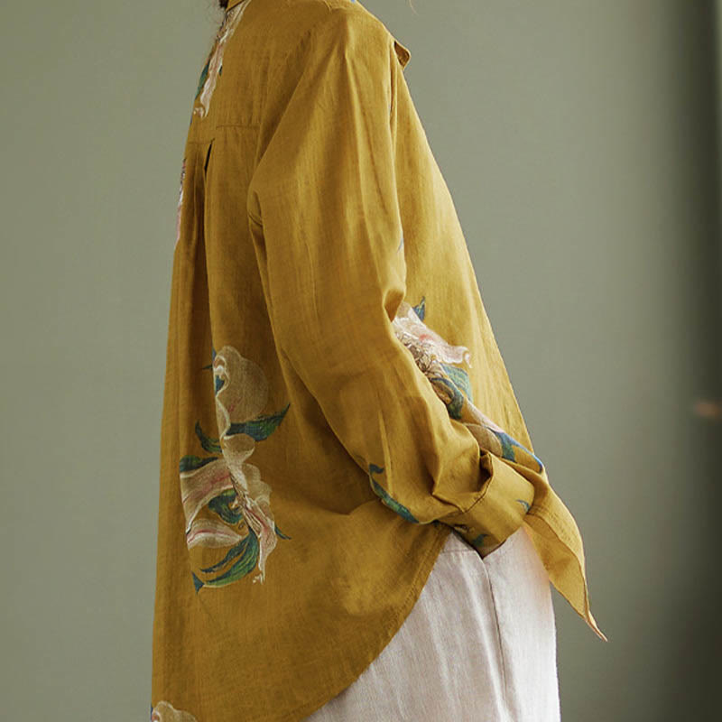 Vêtements en coton à imprimé floral artistique et littéraire Buddha Stones - image 7