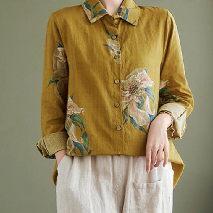 Vêtements en coton à imprimé floral artistique et littéraire Buddha Stones - image 12