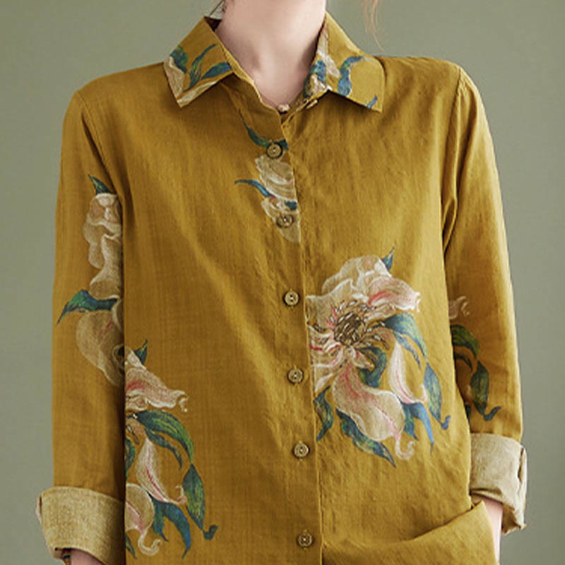 Vêtements en coton à imprimé floral artistique et littéraire Buddha Stones - image 15