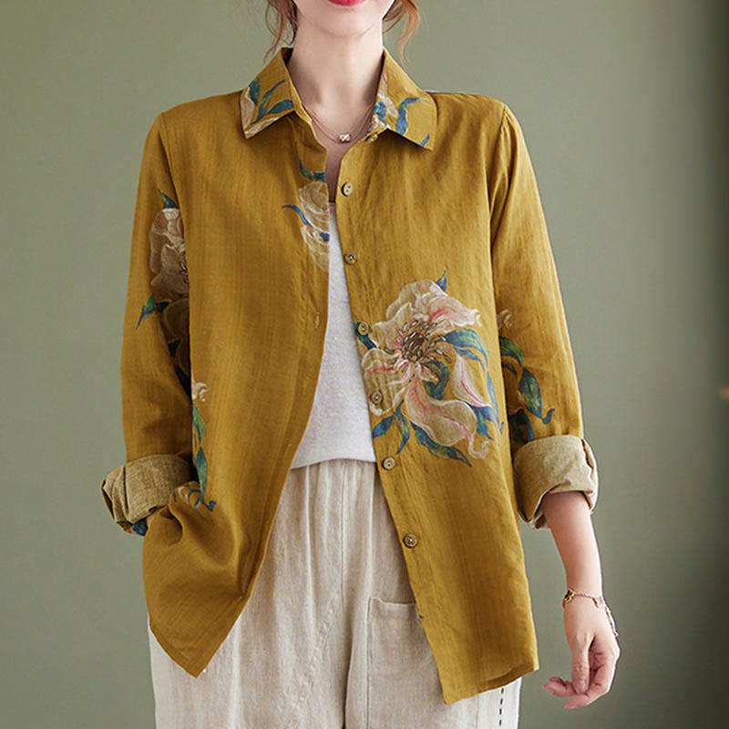 Vêtements en coton à imprimé floral artistique et littéraire Buddha Stones - image 11