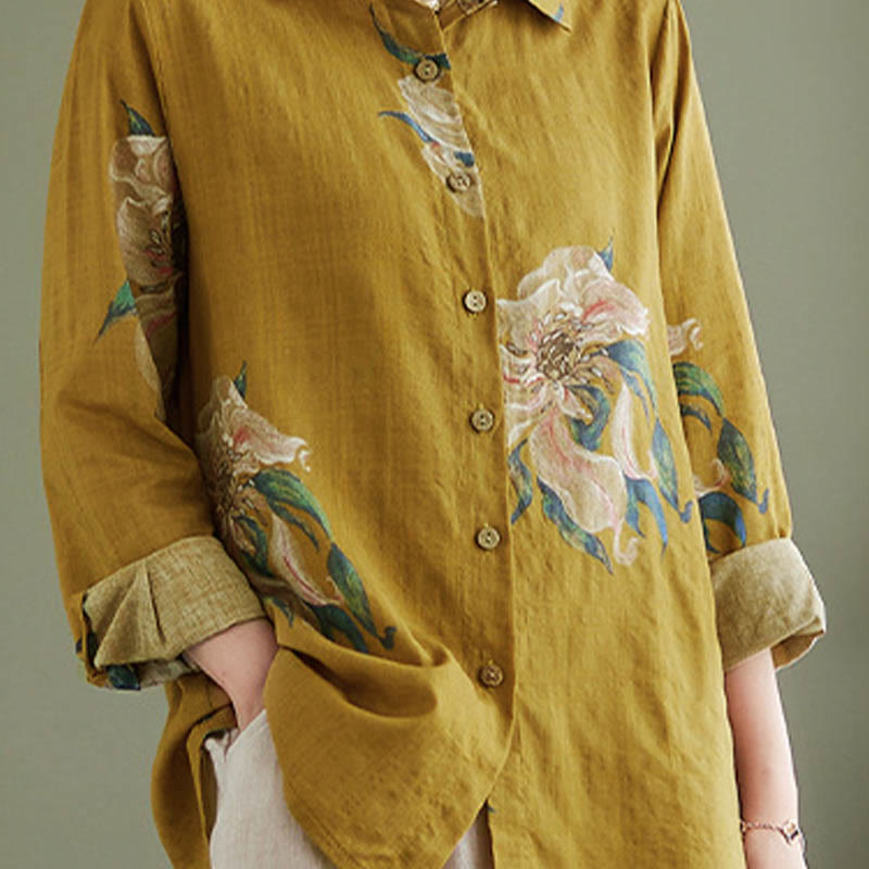 Vêtements en coton à imprimé floral artistique et littéraire Buddha Stones - image 9