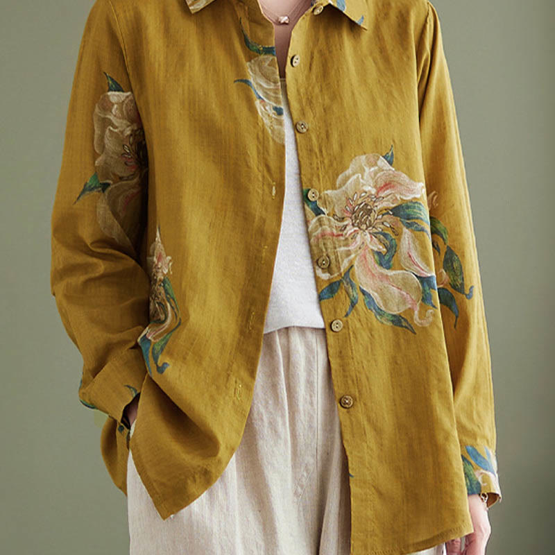 Vêtements en coton à imprimé floral artistique et littéraire Buddha Stones - image 3