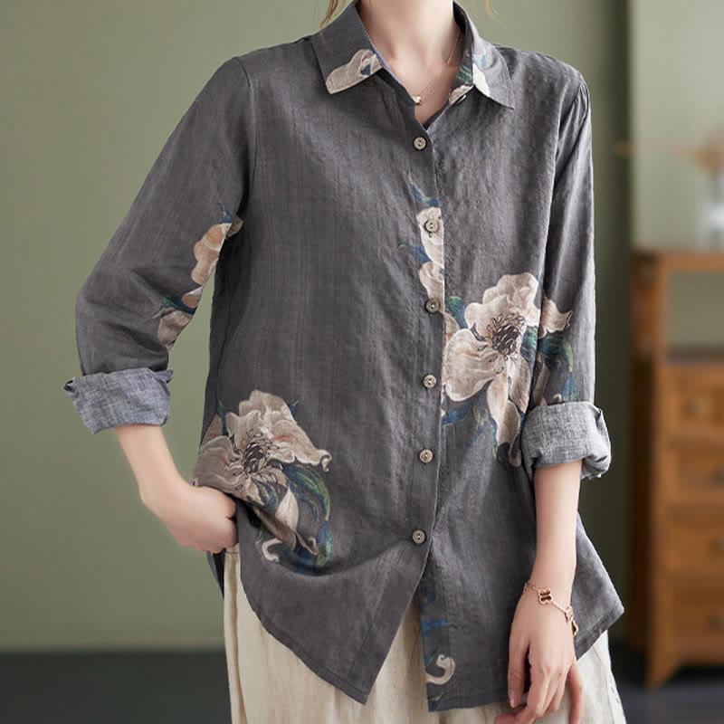Vêtements en coton à imprimé floral artistique et littéraire Buddha Stones - image 28