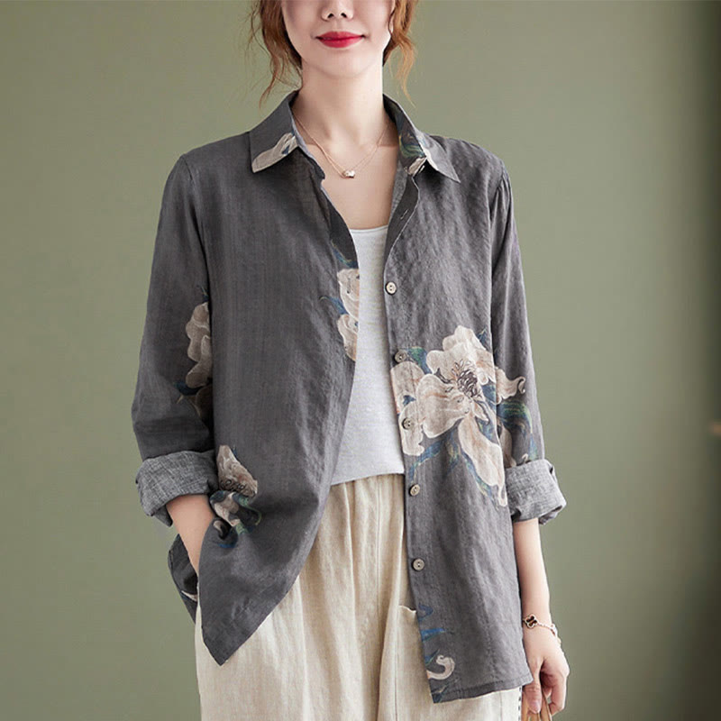 Vêtements en coton à imprimé floral artistique et littéraire Buddha Stones - image 22