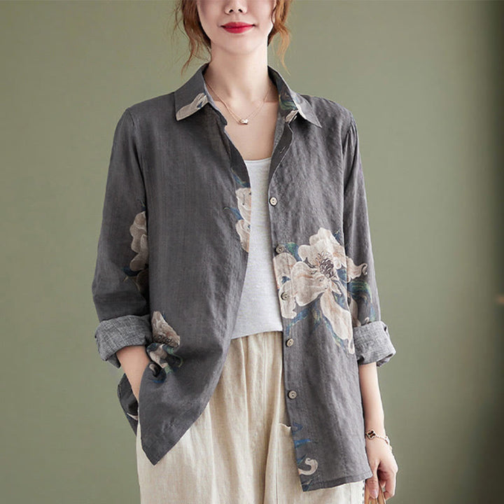 Vêtements en coton à imprimé floral artistique et littéraire Buddha Stones - image 22