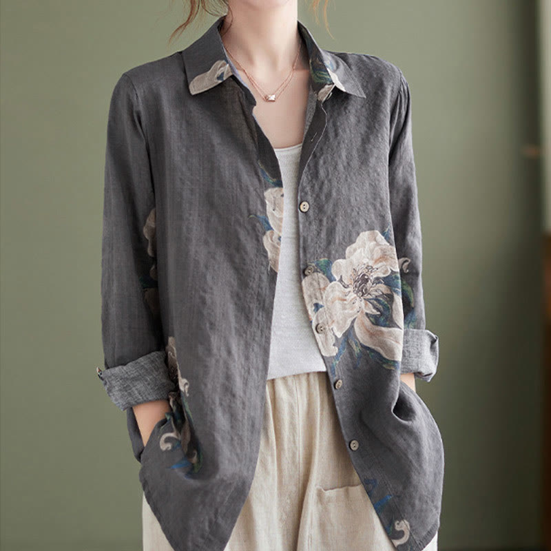 Vêtements en coton à imprimé floral artistique et littéraire Buddha Stones - image 24