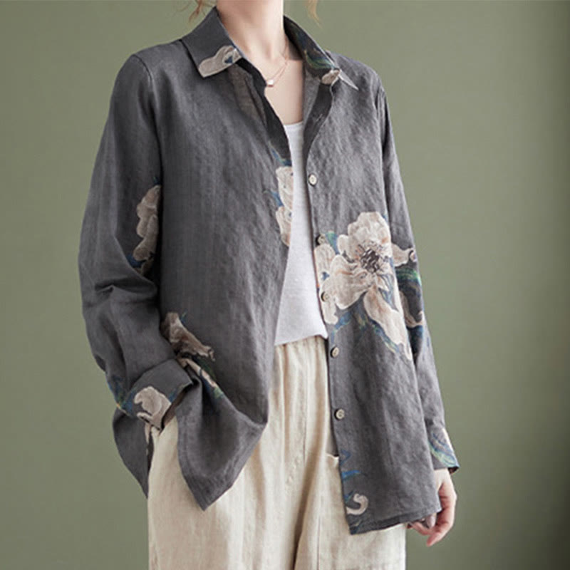 Vêtements en coton à imprimé floral artistique et littéraire Buddha Stones - image 24