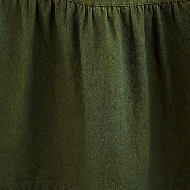 Robe longue en coton à manches longues et poches pour femme, motif patchwork Buddha Stones, vert olive foncé - image 12