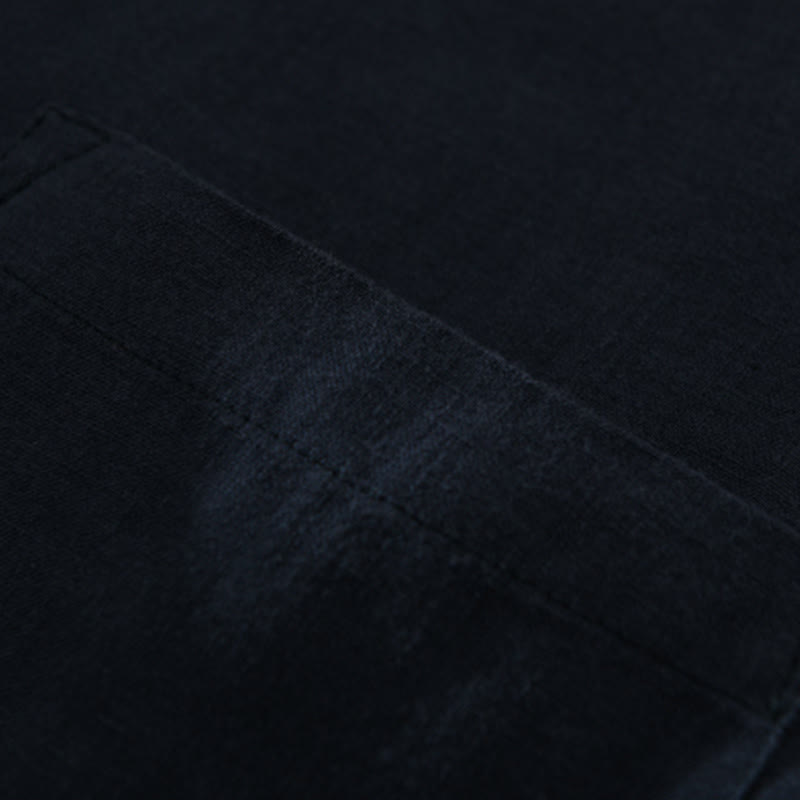Chemise ample à manches longues et demi-boutonnée en lin avec Buddha Stones , couleur unie, vêtements pour hommes - image 11