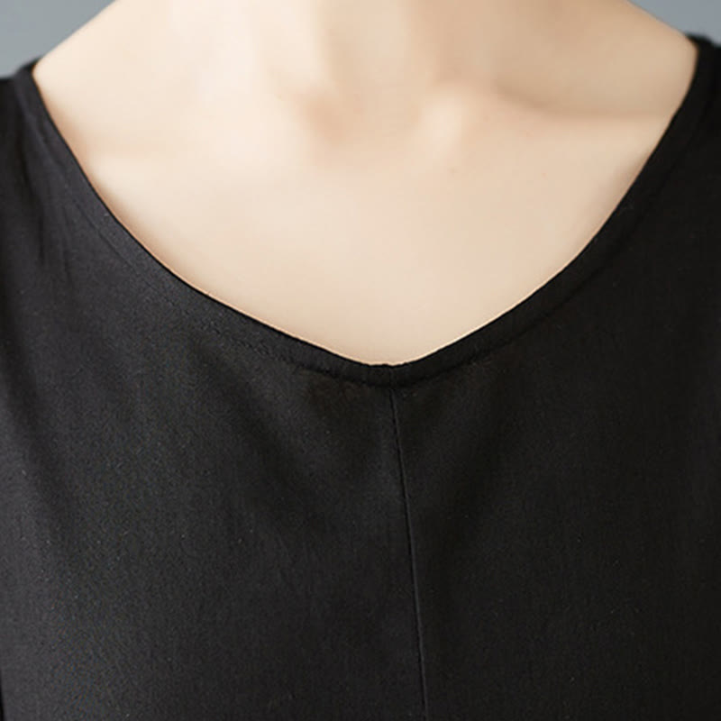 Robe mi-longue à manches longues en coton à double épaisseur avec Buddha Stones pour femme - image 8