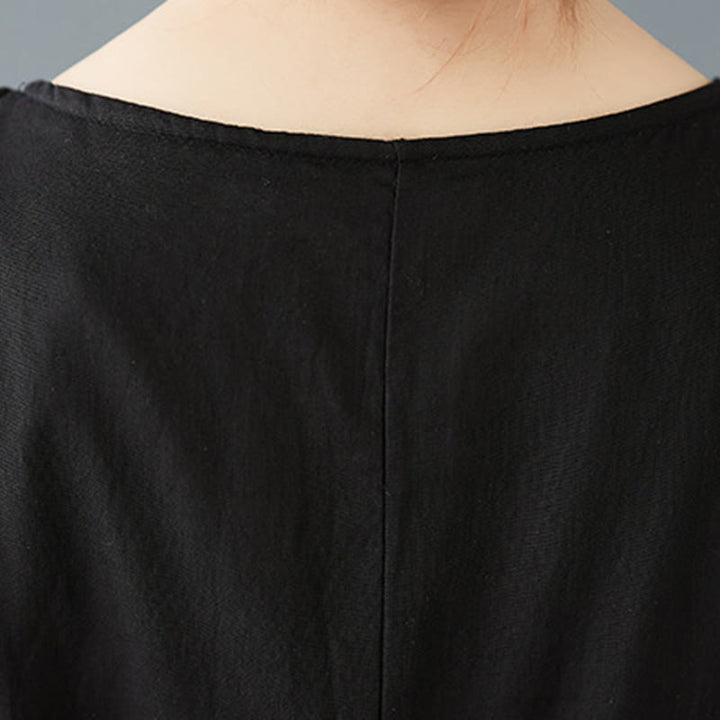 Robe mi-longue à manches longues en coton à double épaisseur avec Buddha Stones pour femme - image 9