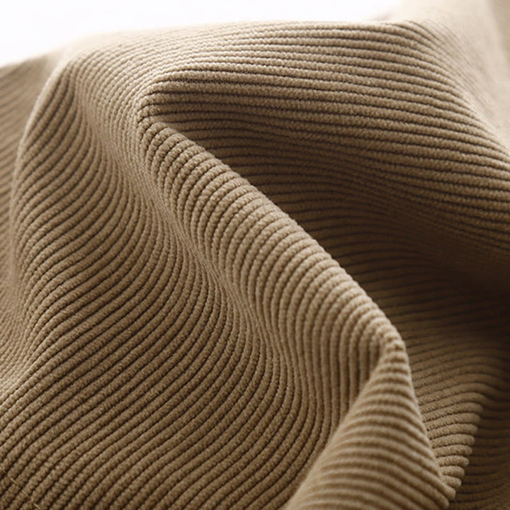 Robe mi-longue décontractée en velours côtelé et coton beige à manches longues bouffantes Buddha Stones - image 7