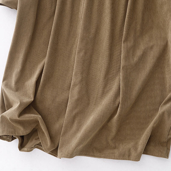 Robe midi bouffante en velours côtelé beige uni à manches bouffantes, Buddha Stones - image 13