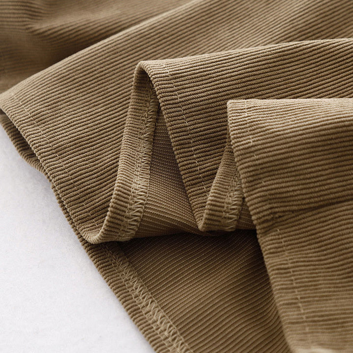 Robe midi bouffante en velours côtelé beige uni à manches bouffantes, Buddha Stones - image 14