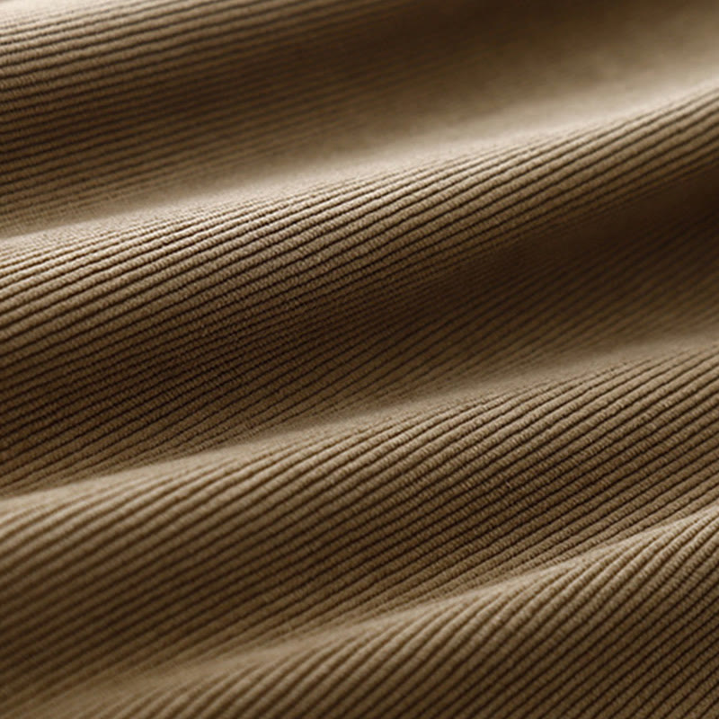 Robe midi bouffante en velours côtelé beige uni à manches bouffantes, Buddha Stones - image 11