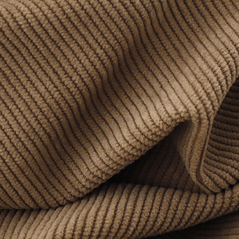 Robe mi-longue décontractée en velours côtelé et coton beige à manches longues bouffantes Buddha Stones - image 11