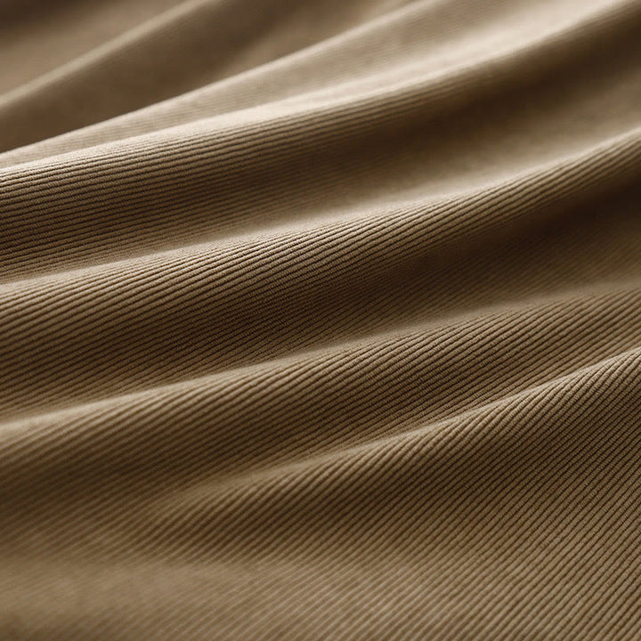 Robe mi-longue décontractée en velours côtelé et coton beige à manches longues bouffantes Buddha Stones - image 13