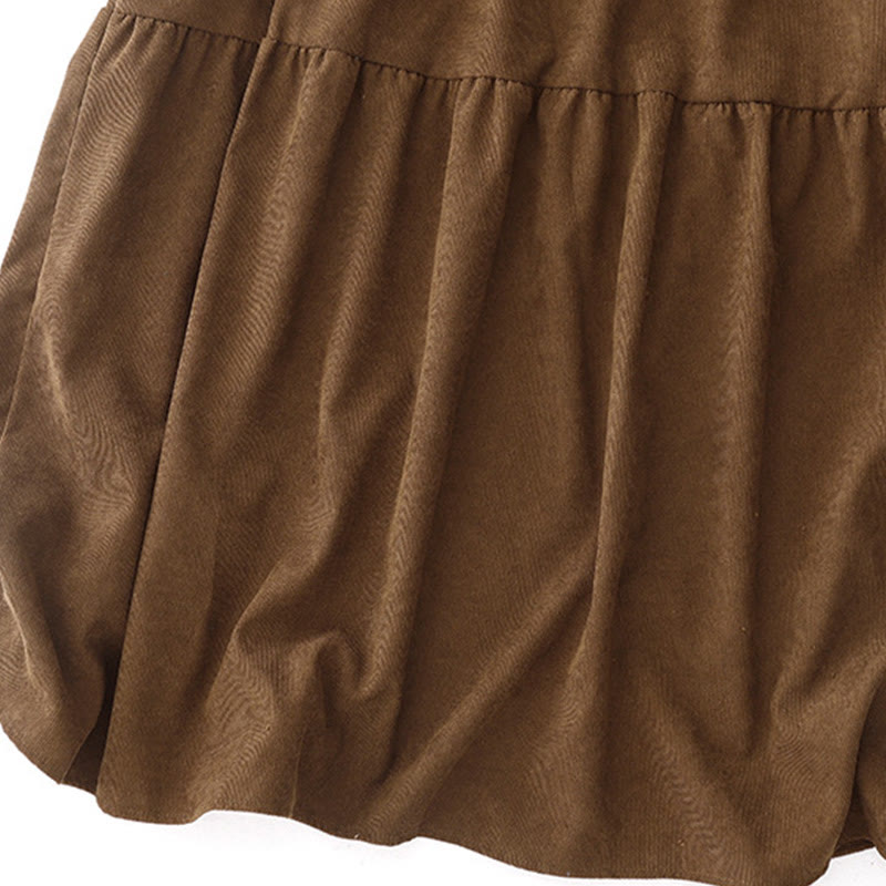 Robe midi en velours côtelé à manches longues, col Claudine et poches, ornée de boutons en forme de Buddha Stones - image 11