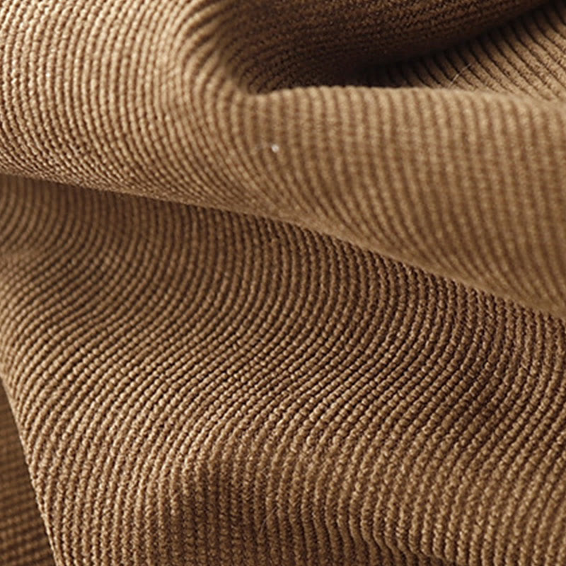 Robe midi en velours côtelé à manches longues, col Claudine et poches, ornée de boutons en forme de Buddha Stones - image 7