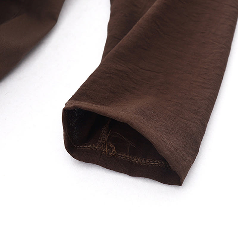 Robe midi à manches longues, col simple et poches, motif Buddha Stones, style printemps - image 4