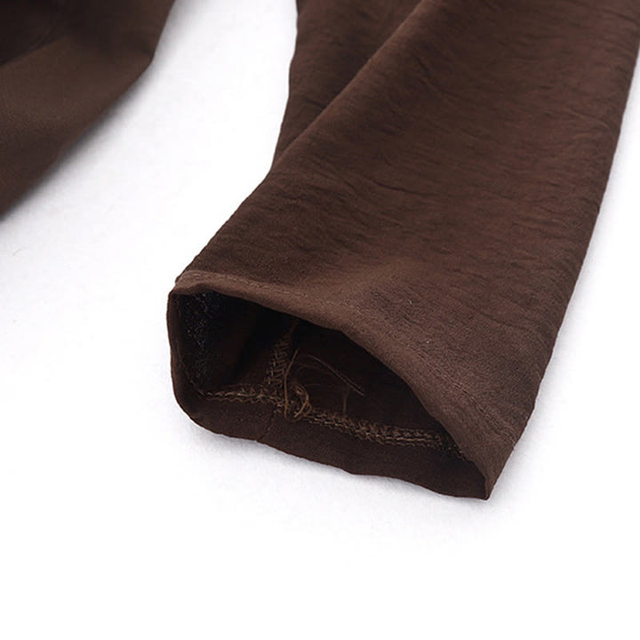 Robe midi à manches longues, col simple et poches, motif Buddha Stones, style printemps - image 4