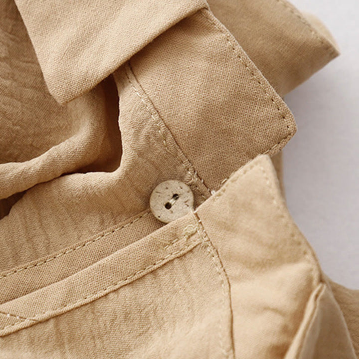 Robe midi à manches longues, col simple et poches, motif Buddha Stones, style printemps - image 11