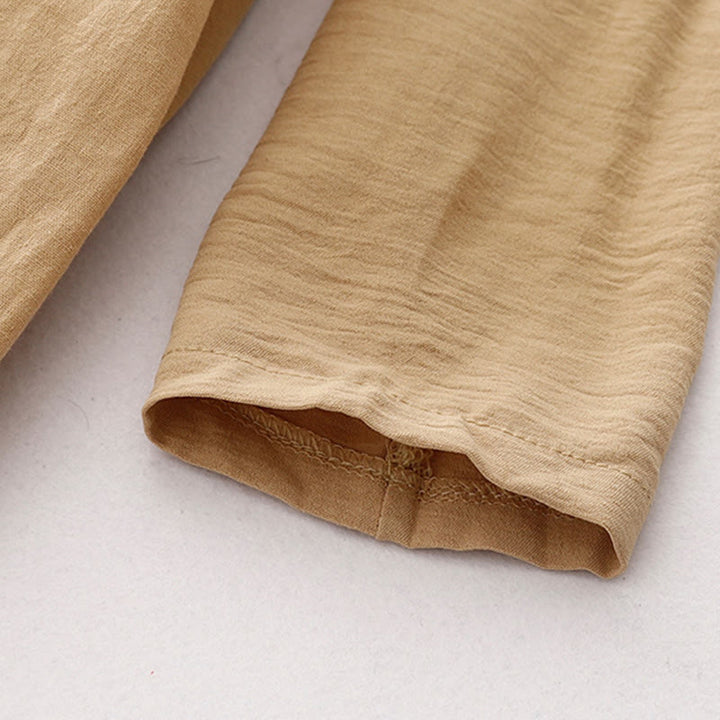 Robe midi à manches longues, col simple et poches, motif Buddha Stones, style printemps - image 16