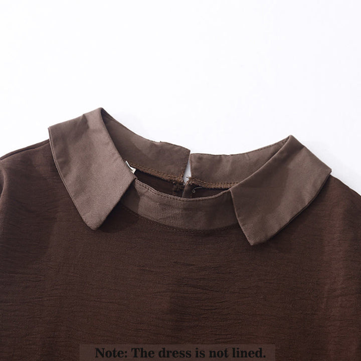 Robe midi à manches longues, col simple et poches, motif Buddha Stones, style printemps - image 1