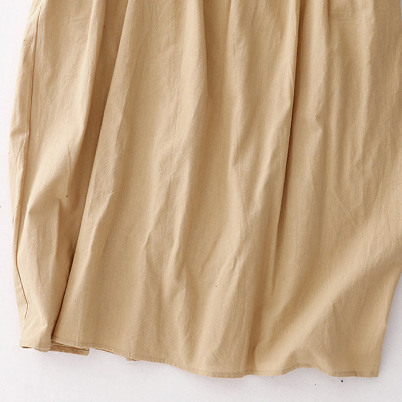 Robe midi en coton et lin à manches longues et revers uni avec poches Buddha Stones Spring - image 19