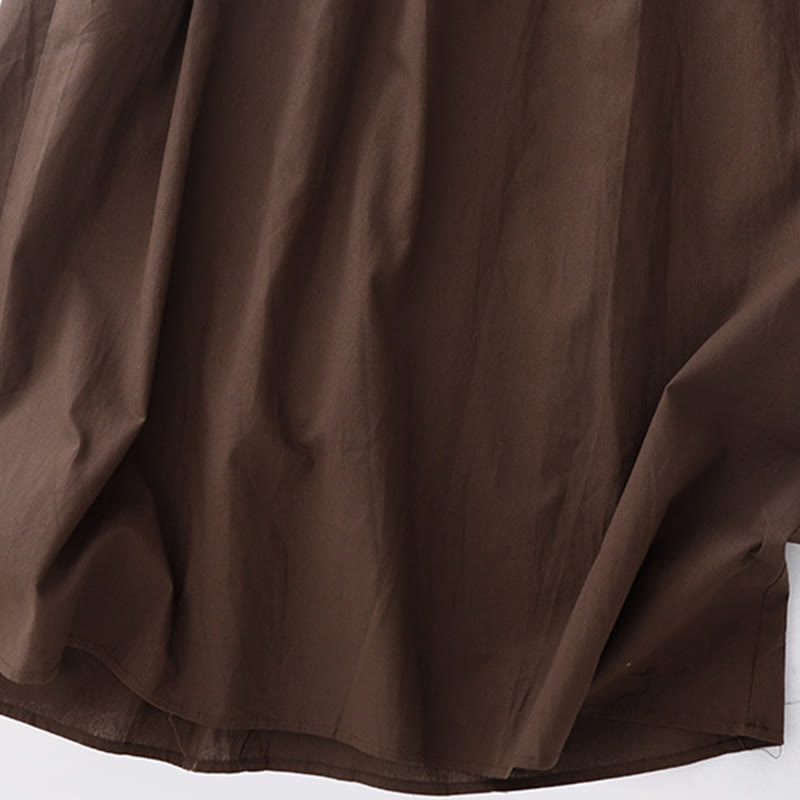 Robe midi à manches longues, col simple et poches, motif Buddha Stones, style printemps - image 6