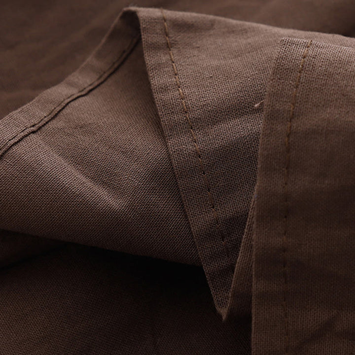 Robe midi à manches longues, col simple et poches, motif Buddha Stones, style printemps - image 5